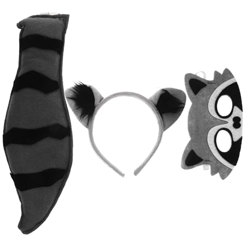 Housoutil Waschbär Cosplay Kostüm Set Tierohren Stirnband Maske Schwanz Party Zubehör für Frauen Housoutil Waschbär Cosplay Kostüm Set Tierohren Stirnband Maske Schwanz Party Zubehör für Frauen von Housoutil