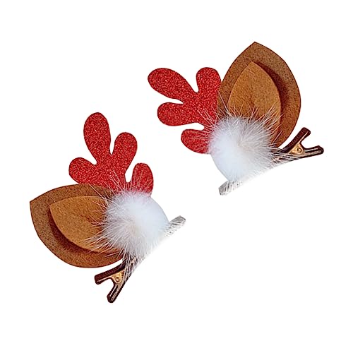Housoutil Rentier-Kopfbedeckung Plüsch-Haarspange Haarspangen für Damen Haarklammer Haarnadel Haarspangen für Mädchen zu Weihnachten Geweih Haarspange Ohr Brett Kind rot von Housoutil
