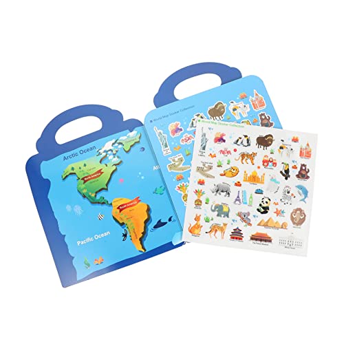 Housoutil Wiederverwendbares Stickerbuch für Lernspielzeug mit Weltkarte Fördert die Kognitive Entwicklung und Macht Spannend für Vorschulkinder Geburtstagsgeschenke und Eltern Junge Mädchen von Housoutil