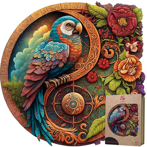 HP Holzpuzzle Papagei - Tierpuzzle 173 Teile A3 Rund 28x28cm Luxusverpackung Puzzle Für Kinder und Erwachsene HP Holzpuzzle Papagei - Tierpuzzle 173 Teile A3 Rund 28x28cm Luxusverpackung Puzzle Für Kinder und Erwachsene von Houtenpuzzel