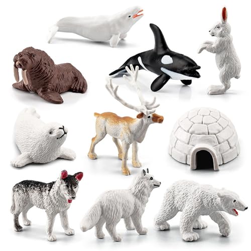10-teilige Tierfiguren für Kleinkinder, realistisches kognitives Eisbär-Tierspielzeug, Simulation arktischer Tierfiguren, Desktop-Dekoration mit arktischen Tieren, Lernspielzeuggeschenke für Jung von HoveeLuty