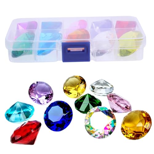 10-teiliges Set mit künstlichen Diamanten, Glas-Edelsteinen für Kinder, 2, 5 cm große, bunte Diamanten mit Box, Tauchspielzeug, Edelsteine für Kinder, Schwimmbad, Partygeschenke, Tauchspielzeug, P 10-teiliges Set mit künstlichen Diamanten, Glas-Edelsteinen für Kinder, 2, 5 cm große, bunte Diamanten mit Box, Tauchspielzeug, Edelsteine für Kinder, Schwimmbad, Partygeschenke, Tauchspielzeug, P von HoveeLuty