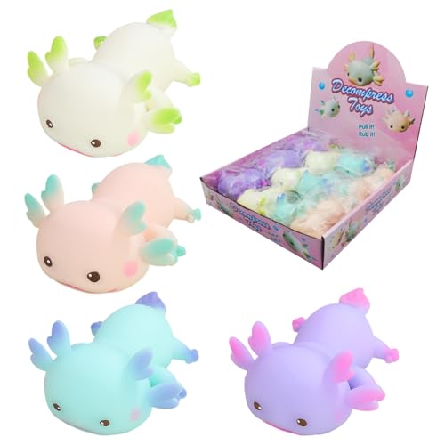 12 Stück Quetschspielzeug, süße Axolotl-Spielzeuge, weiche, Flexible Quetschbälle mit langsamem Aufgehen, Quetschspielzeug zum Stressabbau für Erwachsene und Kinder, Quetschbälle, Stressspielzeug von HoveeLuty