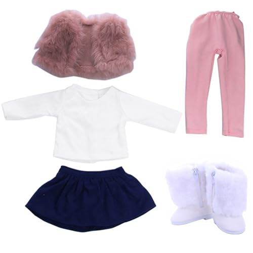 18-Zoll-Puppenkleidung, 5 Stück, Mini-Amerikanische Puppenkleidung, süße Winter-Puppenoutfits, inklusive Weste, T-Shirt, Rock, Hose, Schuhe für 18-Zoll-Puppenmädchen, Puppenkleidung für 18-Zoll-Puppen 18-Zoll-Puppenkleidung, 5 Stück, Mini-Amerikanische Puppenkleidung, süße Winter-Puppenoutfits, inklusive Weste, T-Shirt, Rock, Hose, Schuhe für 18-Zoll-Puppenmädchen, Puppenkleidung für 18-Zoll-Puppen von HoveeLuty