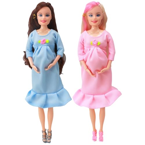 2 Stück schwangere Puppe, 11, 5 Zoll, sicheres ABS, schwangeres Mutterspielzeug mit Babypuppe, modische, kreative schwangere Puppe mit beweglichem Gelenk für Kinder, Geschenk, Babypuppe, Spielzeug 2 Stück schwangere Puppe, 11, 5 Zoll, sicheres ABS, schwangeres Mutterspielzeug mit Babypuppe, modische, kreative schwangere Puppe mit beweglichem Gelenk für Kinder, Geschenk, Babypuppe, Spielzeug von HoveeLuty