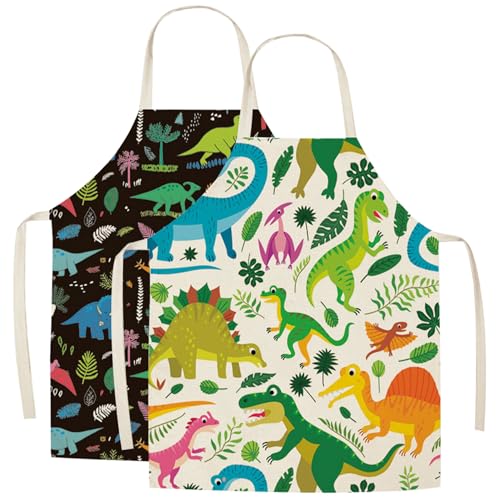 2-teilige Kinderschürze, 2 Stile, süße Dinosaurier-Schürze für Jungen, waschbar und schmutzabweisend, Malschürze für Kinder, verstellbar und atmungsaktiv, Kunstschürzen für Kinder, Kochen, Backen 2-teilige Kinderschürze, 2 Stile, süße Dinosaurier-Schürze für Jungen, waschbar und schmutzabweisend, Malschürze für Kinder, verstellbar und atmungsaktiv, Kunstschürzen für Kinder, Kochen, Backen von HoveeLuty