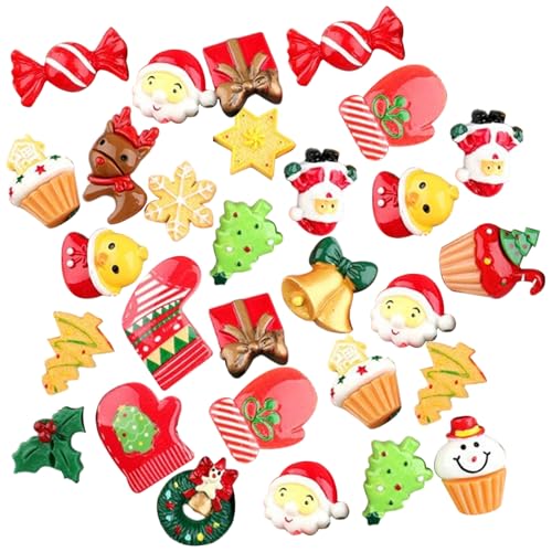 30-teiliges Set DIY-Weihnachtsschmuck, Weihnachtsbasteleien, inklusive Zubehör aus Kunstharz und Kunststoff, Weihnachtsmann, Baum, Schneemann, LPS-Zubehör für Kinder und Erwachsene, LPS-Spielzeug von HoveeLuty