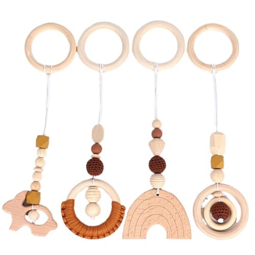 4-teiliges Hängespielzeug für Baby-Fitnessstudio, hölzernes Baby-Hängespielzeug, Kinderspielzeug, Kinderbett, Hängendes Holzrasselspielzeug, Bett, Hängeanhänger für Kinderwagen, Kinderbett, Bett, Neug 4-teiliges Hängespielzeug für Baby-Fitnessstudio, hölzernes Baby-Hängespielzeug, Kinderspielzeug, Kinderbett, Hängendes Holzrasselspielzeug, Bett, Hängeanhänger für Kinderwagen, Kinderbett, Bett, Neug von HoveeLuty
