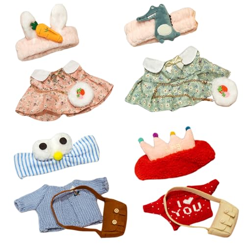 4er-Set Stofftierkleidung, 30, 5 cm Plüschente, Kawaii-Babypuppenkleidungsset mit Stirnband und Tasche, DIY-Entenpuppenkleidungsset für Mädchen/Jungen, Babypuppenkleidung, Kleidung für Stofftiere von HoveeLuty