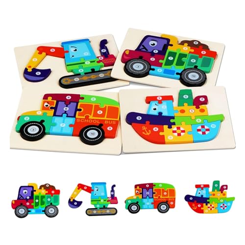 4pcs/festgelegte hölzerne Rätsel sicher 3D Transportation Kinder Rätsel Spielzeug Pädagogik und Lernspielzeuggeschenke für Kleinkindjungen Mädchen Holz für Kleinkinder 3-5 Kleinkind 4pcs/festgelegte hölzerne Rätsel sicher 3D Transportation Kinder Rätsel Spielzeug Pädagogik und Lernspielzeuggeschenke für Kleinkindjungen Mädchen Holz für Kleinkinder 3-5 Kleinkind von HoveeLuty