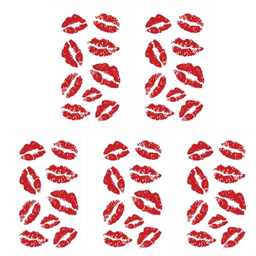 5 Stück Kuss-Tattoos, vorübergehend, lebensechte Lippenstift-Kuss-Aufkleber, wasserdicht und langlebig, temporäre Tätowierung für Halloween, Weihnachten, Kostümpartys, Zubehör, Lippen-Tattoo, Kuss-Tat 5 Stück Kuss-Tattoos, vorübergehend, lebensechte Lippenstift-Kuss-Aufkleber, wasserdicht und langlebig, temporäre Tätowierung für Halloween, Weihnachten, Kostümpartys, Zubehör, Lippen-Tattoo, Kuss-Tat von HoveeLuty