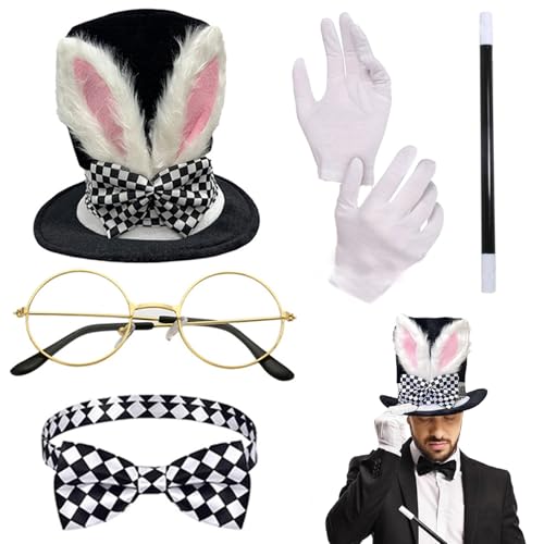 5-teiliges Zaubererkostüm-Set für Halloween, mit Hut, Zauberstab, Fliege und mehr, Zaubererkostüm für Erwachsene zum Rollenspiel, für Kostümpartys, Cosplay und Themenveranstaltungen, Zaubererhut von HoveeLuty