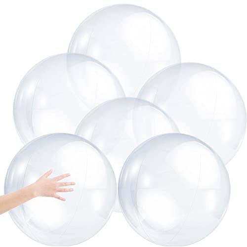 6 Stück aufblasbarer, transparenter Ball, 40,6 cm, PVC-Wasserball, heller Wasserballon, transparenter Pool, Strandparty-Ball, aufblasbare transparente Ballons, riesiger Blasenball, Pool-Ballons, aufbl 6 Stück aufblasbarer, transparenter Ball, 40,6 cm, PVC-Wasserball, heller Wasserballon, transparenter Pool, Strandparty-Ball, aufblasbare transparente Ballons, riesiger Blasenball, Pool-Ballons, aufbl von HoveeLuty