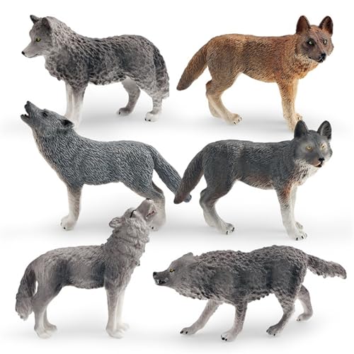 6-teilige Wolfsfigur, realistische Tierfiguren, Wolfsspielzeug, 6 verschiedene Tierfiguren, pädagogisches Lernspielzeug, Geburtstagsgeschenkset, Tierspielzeug für Kinder, Jungen und Mädchen, Wolf 6-teilige Wolfsfigur, realistische Tierfiguren, Wolfsspielzeug, 6 verschiedene Tierfiguren, pädagogisches Lernspielzeug, Geburtstagsgeschenkset, Tierspielzeug für Kinder, Jungen und Mädchen, Wolf von HoveeLuty
