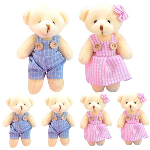 6-teiliger Teddybär-Schlüsselanhänger, süßer Bär, Stofftier-Schlüsselanhänger mit Kleidung, kompakte und tragbare Schlüsselanhänger für Freundin, Kinder, Baby, Valentinstagsgeschenk, Stofftier-Schlüss 6-teiliger Teddybär-Schlüsselanhänger, süßer Bär, Stofftier-Schlüsselanhänger mit Kleidung, kompakte und tragbare Schlüsselanhänger für Freundin, Kinder, Baby, Valentinstagsgeschenk, Stofftier-Schlüss von HoveeLuty