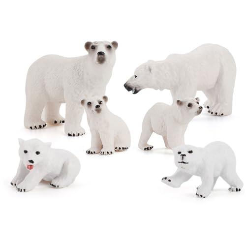 6-teiliges Eisbären-Set, Eisbär-Spielzeug in verschiedenen Größen und Haltungen, künstlicher und realistischer weißer Eisbär, pädagogische und dekorative Eistierfiguren aus PVC für Zuhause, die Schule 6-teiliges Eisbären-Set, Eisbär-Spielzeug in verschiedenen Größen und Haltungen, künstlicher und realistischer weißer Eisbär, pädagogische und dekorative Eistierfiguren aus PVC für Zuhause, die Schule von HoveeLuty