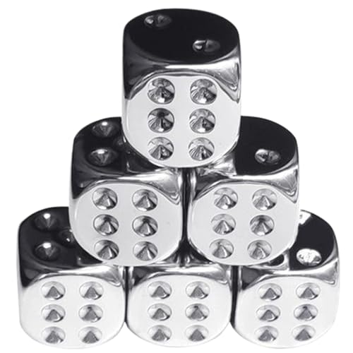 6cs Goldwürfel, 6-seitiger Würfel mit abgerundeten Ecken, 0, 6 Zoll plattierter Goldwürfel, tragbarer Ersatz-Acrylwürfel für Brettspiele, Partyspiele, Metallwürfel, Würfelset von HoveeLuty