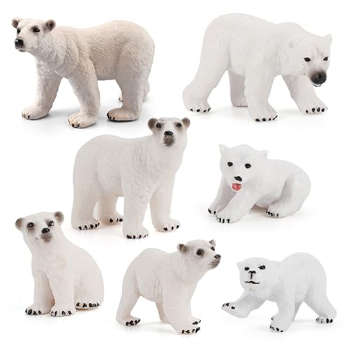 7-teiliges Eisbären-Figurenset, Eisbärenspielzeug in verschiedenen Größen und Haltungen, künstlicher und realistischer weißer Eisbär, pädagogische und dekorative Eistierfiguren aus PVC für Zuhause, di 7-teiliges Eisbären-Figurenset, Eisbärenspielzeug in verschiedenen Größen und Haltungen, künstlicher und realistischer weißer Eisbär, pädagogische und dekorative Eistierfiguren aus PVC für Zuhause, di von HoveeLuty