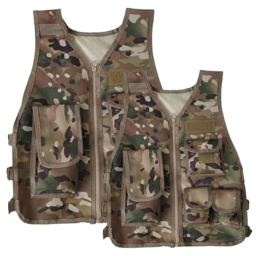 Armeekostüm für Jungen, 600D Camouflage, atmungsaktive taktische Kinderweste mit Paketen und verstellbaren Einsätzen, Jungenweste für Spiele oder Training, große taktische Kinderweste, Swat-Kostü von HoveeLuty
