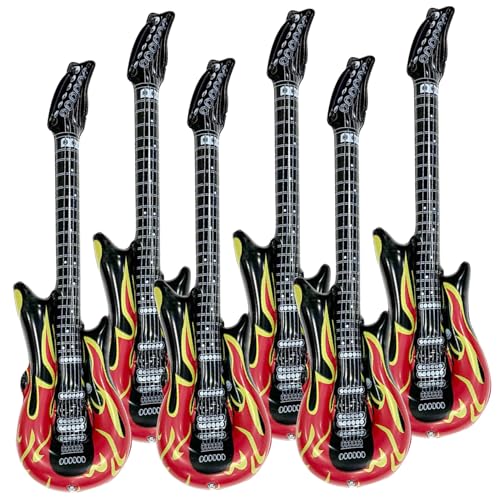 Aufblasbare Gitarre für Kinder, 6 Stück wasserdichte aufblasbare PVC-Gitarren, 93, 5 cm große Spielzeuggitarren, Instrumente für Partygeschenke, Gitarre, Spielzeuggitarre von HoveeLuty