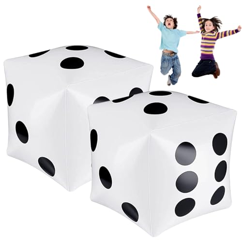 Aufblasbare Würfel, 2 Stück, 11,8 x 11,8 Zoll, große Würfel, PVC, große aufblasbare Würfel für Indoor-Outdoor-Strand-Pool-Party-Spiel, weiße große Würfel, Party-Spiele, aufblasbare Würfel, große Würfe von HoveeLuty