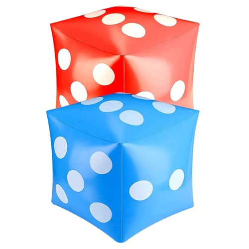 Aufblasbare Würfel, 2 Stück, 30 x 30 cm, große Würfel, PVC, große aufblasbare Würfel für drinnen und draußen, Strand, Pool, Partyspiel, blaue und rote große Würfel, große Würfel, aufblasbare Würfel, P Aufblasbare Würfel, 2 Stück, 30 x 30 cm, große Würfel, PVC, große aufblasbare Würfel für drinnen und draußen, Strand, Pool, Partyspiel, blaue und rote große Würfel, große Würfel, aufblasbare Würfel, P von HoveeLuty