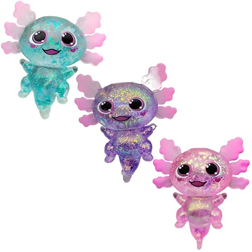Axolotl-Quetschspielzeug, Stressbälle, 3-teiliges sensorisches Spielzeug, Zappelbälle, 3D-Salamander-Quetsch-Teigball, Stressabbau-Spielzeug, Partygeschenke, Axolotl, Osterkörbchenfüllungen für K von HoveeLuty