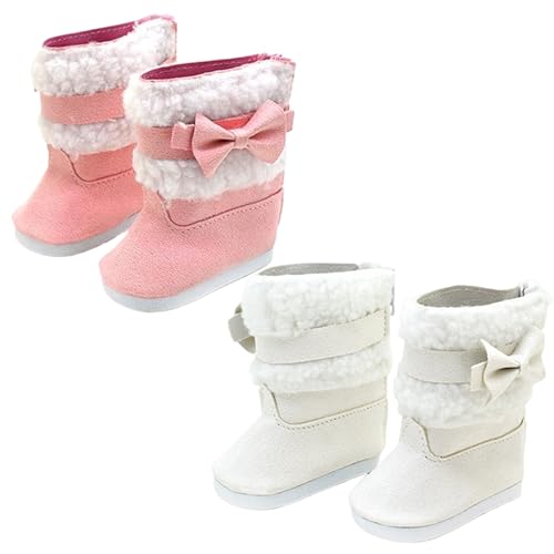 Babypuppenschuhe, 2 Paar 18-Zoll-Puppenschuhe, süße Winterstiefel, Puppenschuhe mit Kunstfutter und Schleife, PU-Babypuppenzubehör für 18-Zoll-Puppen, Weihnachtsoutfit, 18-Zoll-Puppenschuhe, Puppensch Babypuppenschuhe, 2 Paar 18-Zoll-Puppenschuhe, süße Winterstiefel, Puppenschuhe mit Kunstfutter und Schleife, PU-Babypuppenzubehör für 18-Zoll-Puppen, Weihnachtsoutfit, 18-Zoll-Puppenschuhe, Puppensch von HoveeLuty
