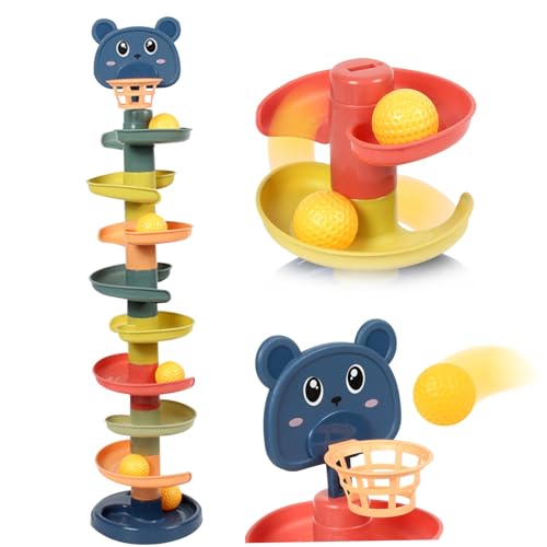 Ball-Fall-Spielzeug für Kinder ab 3 Monaten, 9-lagiges Ballspielzeug für Kleinkinder mit 9 Bällen, sicheres pädagogisches Spielzeug für Ursache und Wirkung, interaktives Ball-Fall-Spielzeug, Ball-Fall von HoveeLuty