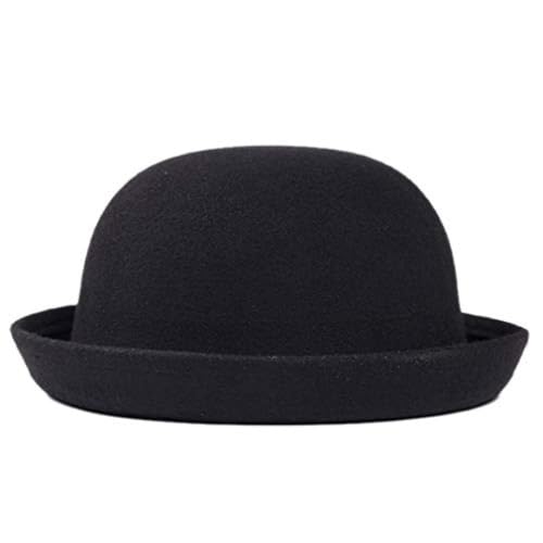 Bowlerhut für Kinder, trendiger, formeller, runder Zylinder mit gerollter Krempe, leicht passender schwarzer Fedora-Hut aus Filz für den Alltag, Bankette, Fotos, Bowlerhut, Zylinderhut, Fedora-Hu von HoveeLuty