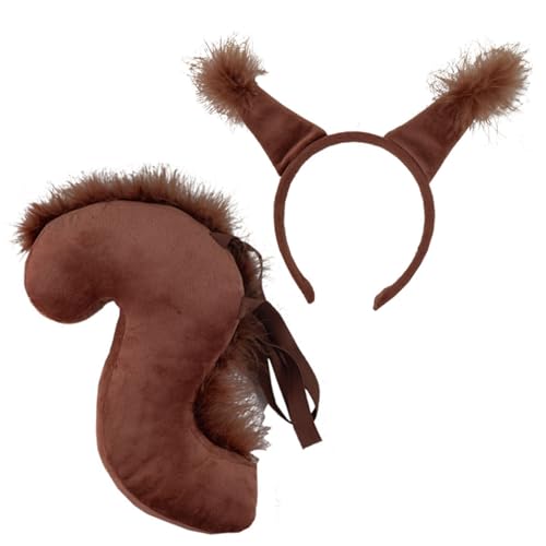 Eichhörnchenkostüm für Frauen und Mädchen. Pelziges Tierkostüm inklusive Ohr-Stirnband und Schwanz. Niedliche Kostüme für Halloween, Weihnachten, Bühne, Cosplay. Tierkostüm mit Eichhörnchenschwan von HoveeLuty
