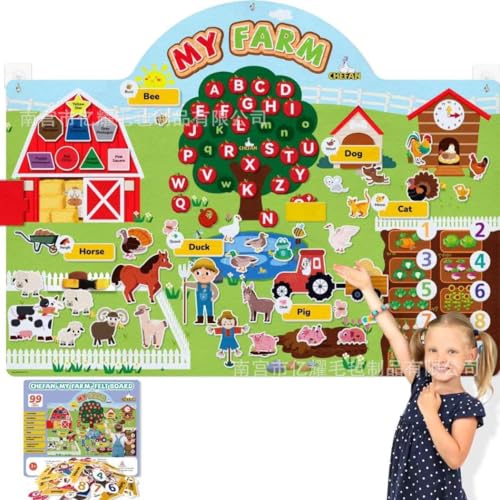 Filz-Geschichtentafel-Sets mit Bauernhof-Motiven, 81, 3 x 68, 6 cm, große Filztafel mit Bauernhoftieren für Kleinkinder, pädagogisches Wand-Aktivitätsbrett für die Vorschule, Bauernhofspielzeug zum Filz-Geschichtentafel-Sets mit Bauernhof-Motiven, 81, 3 x 68, 6 cm, große Filztafel mit Bauernhoftieren für Kleinkinder, pädagogisches Wand-Aktivitätsbrett für die Vorschule, Bauernhofspielzeug zum von HoveeLuty