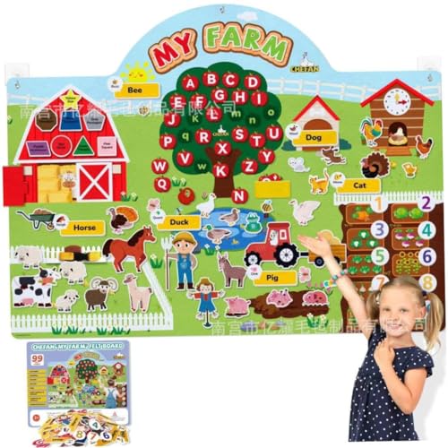 Filz-Geschichtentafel-Sets mit Bauernhofmotiven, 81, 3 x 68, 6 cm, große Filztafel mit Bauernhoftieren für Kleinkinder, pädagogische Wand-Aktivitätstafel für den Vorschulbereich, Bauernhofspielzeug Filz-Geschichtentafel-Sets mit Bauernhofmotiven, 81, 3 x 68, 6 cm, große Filztafel mit Bauernhoftieren für Kleinkinder, pädagogische Wand-Aktivitätstafel für den Vorschulbereich, Bauernhofspielzeug von HoveeLuty