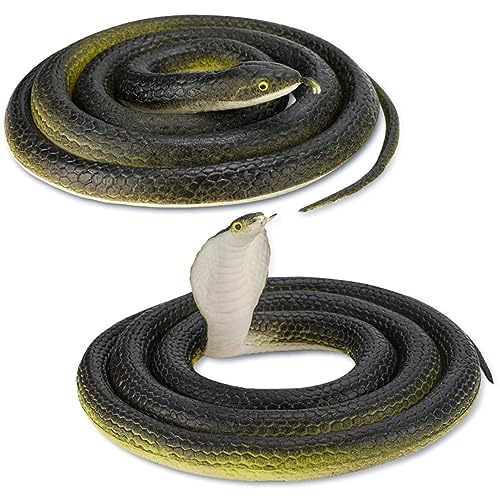 Große Gummischlange, 2 Stück, 80 cm, gruseliges Schlangenspielzeug aus Gummi, realistische Kobra, Feldschlangenspielzeug für Kinder, falsche Schlange für Gartenrequisiten, Streiche, Scherzspielze Große Gummischlange, 2 Stück, 80 cm, gruseliges Schlangenspielzeug aus Gummi, realistische Kobra, Feldschlangenspielzeug für Kinder, falsche Schlange für Gartenrequisiten, Streiche, Scherzspielze von HoveeLuty