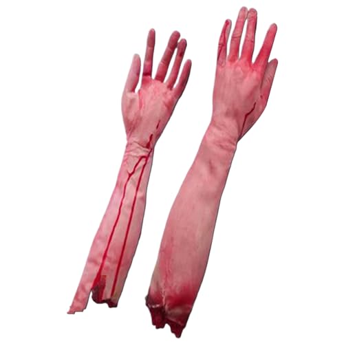 Halloween-Hände, 1 Paar 20 Zoll abgetrennter falscher Arm, Horror-blutige falsche Körperteile, Vinyl-Halloween-Körperteile für Spukhaus-Dekor, falscher Arm, Hände von HoveeLuty