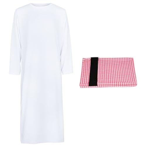 Halloween-Kostüme für Männer, weißes Scheich-Kostüm, Robe mit Kopftuch, arabische Kleidung für Männer, Halloween-Cosplay, Verkleidung, muslimische Kleidung für, Scheich-Kostüm, K von HoveeLuty