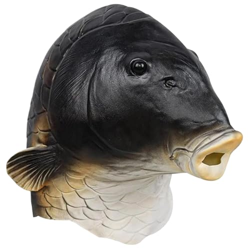 Halloween-Maske, gruselige Fisch-Latexmaske, 30 x 30 x 34 cm, Tier-Vollkopfmaske, realistische Einheitsgröße, Horrormaske für Erwachsene mit Belüftungslöchern, Cosplay-Requisite für Halloween, Co von HoveeLuty