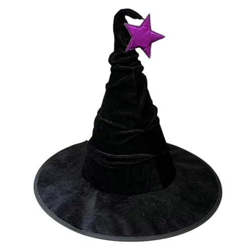 Hexenhut, 38, 1 cm, schwarzer Filzhut mit Rüschen und violettem Stern, Halloween-Hexenkostüm für Damen, für Cosplay-Partys, Hexendekor, Hexenhüte, Halloween-Kostüme, schwarzer Hexenhut Hexenhut, 38, 1 cm, schwarzer Filzhut mit Rüschen und violettem Stern, Halloween-Hexenkostüm für Damen, für Cosplay-Partys, Hexendekor, Hexenhüte, Halloween-Kostüme, schwarzer Hexenhut von HoveeLuty