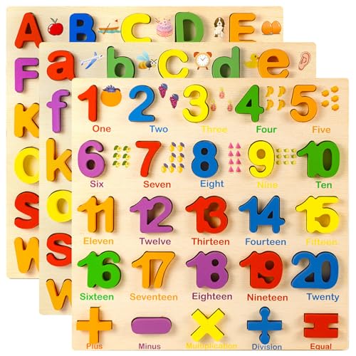 Holzpuzzles, 3-teiliges Alphabet- und Zahlenpuzzle, pädagogisches Vorschul-Lernspielzeug für 1-, 2-, 3-, 4- und 5-jährige Jungen Mädchen, Kleinkinder, Holzpuzzles, Kleinkindpuzzles, Buchstabe Holzpuzzles, 3-teiliges Alphabet- und Zahlenpuzzle, pädagogisches Vorschul-Lernspielzeug für 1-, 2-, 3-, 4- und 5-jährige Jungen Mädchen, Kleinkinder, Holzpuzzles, Kleinkindpuzzles, Buchstabe von HoveeLuty