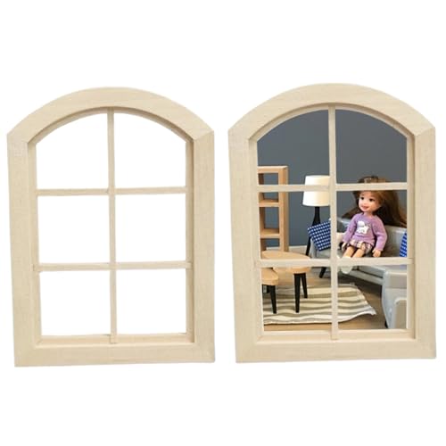HoveeLuty 2 Stück Puppenhausfenster, Puppenhausmöbel aus Holz im Maßstab 1/12, DIY-Puppenhaus-Miniaturszene, unbemaltes Fensterrahmenmodell für Puppenhauszubehör, Puppenhaustür HoveeLuty 2 Stück Puppenhausfenster, Puppenhausmöbel aus Holz im Maßstab 1/12, DIY-Puppenhaus-Miniaturszene, unbemaltes Fensterrahmenmodell für Puppenhauszubehör, Puppenhaustür von HoveeLuty