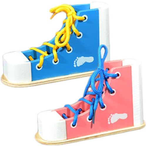 HoveeLuty 2-teiliges Schuhbindetraining für Kinder, Schnürsenkel aus Holz für Sneaker, Schuhbindetraining, Lernen Sie, Schuhe zu binden, Lernspielzeug, Montessori- für Kinder im Vorschula von HoveeLuty