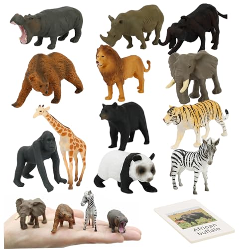 HoveeLuty 24-teiliges Montessori-Tier-Match-Spiel, pädagogisches Tier-Match-Spiel mit simulierten Wildtieren und englischen Karten, Kleinkind-Matching- für Kleinkinder, Lernspielzeug, von HoveeLuty