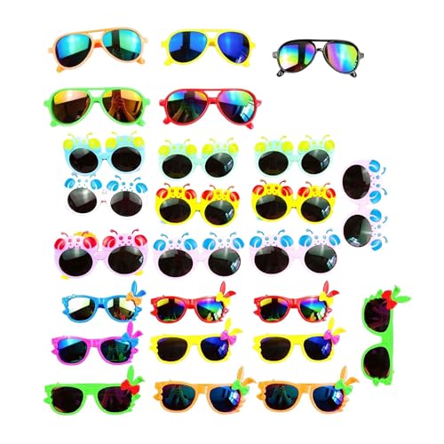 HoveeLuty 25 Paar Kinder-Sonnenbrillen große Party-Sonnenbrillen bunte Kinder-Kunststoff-Sonnenbrillen für und Mädchen Kleinkind-Party-Sonnenbrillen Kinder-Sonnenbrillen Mitbringsel (zufällige Farbe) von HoveeLuty