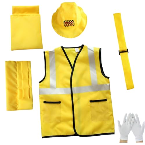 HoveeLuty 6-teiliges Bauarbeiterkostüm für Kinder, weiches und bequemes Bauarbeiterkostüm für Kleinkinder, leichtes aus Polyester für Kinder, Zimmermann-Rollenspielset für von HoveeLuty
