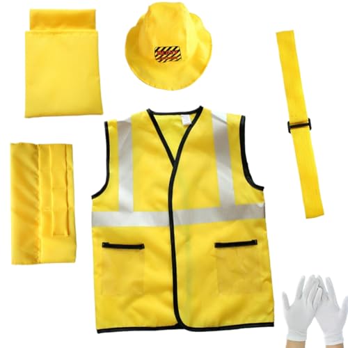 HoveeLuty 6-teiliges Bauarbeiterkostüm für Kinder, weiches und bequemes Bauarbeiterkostüm für Kleinkinder, leichtes aus Polyester für Kinder, Zimmermann-Rollenspielset für HoveeLuty 6-teiliges Bauarbeiterkostüm für Kinder, weiches und bequemes Bauarbeiterkostüm für Kleinkinder, leichtes aus Polyester für Kinder, Zimmermann-Rollenspielset für von HoveeLuty