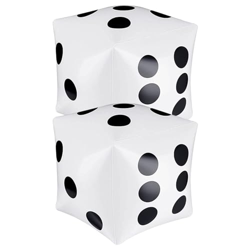 HoveeLuty Aufblasbare Würfel, 2 Stück, 29, 9 x 29, 9 cm, große Würfel, PVC, große aufblasbare für Partyspiele im Innen- und Außenbereich, Strand, Pool, Weiß, Partyspiele von HoveeLuty