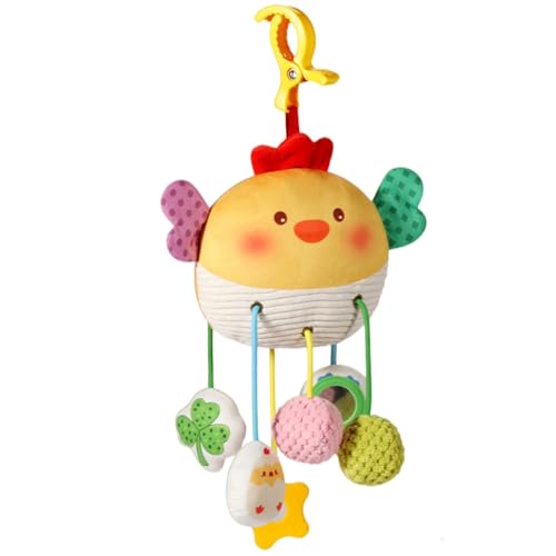 HoveeLuty Autositz-Spielzeug, Baby-Plüsch-Spiral-Hängespielzeug für Kinderwagen, Kinderbett, Stubenwagen, Autositz-Mobile mit Spieluhr – Hühnerform, Babyspielzeug 0–6 Monate, Spielzeug für Babys 0 von HoveeLuty