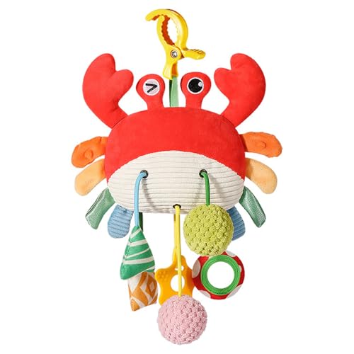 HoveeLuty Autositz-Spielzeug, Baby-Plüsch-Spiral-Hängespielzeug für Kinderwagen, Kinderbett, Stubenwagen, Autositz-Mobile mit Spieluhr – Krabbenform, Babyspielzeug 0–6 Monate, Spielzeug für Babys von HoveeLuty