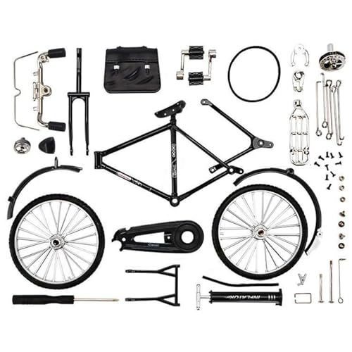 HoveeLuty DIY-Fahrradmodell im Maßstab 1:10, 51-teilig, Simulation, Retro-Legierung, Mini-Fahrradmodell, Iron Art, Mini-Fahrrad mit Inflator und Aktentasche, Tischdekoration, Miniatur- von HoveeLuty