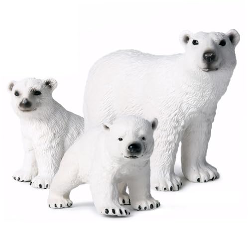 HoveeLuty Eisbär-Figuren, realistische arktische Tierfiguren, 3 Größen, Eisbär-Figur, Modell, pädagogisches Lernspielzeug, Geburtstagstortenaufsatz, Tierspielzeug für Kinder, Jungen und Mädchen, Fig von HoveeLuty